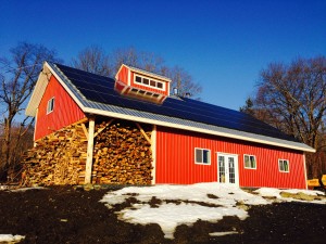 Silloway Maple’s 17.5kW solar pv system atop the roof of their new sugar house