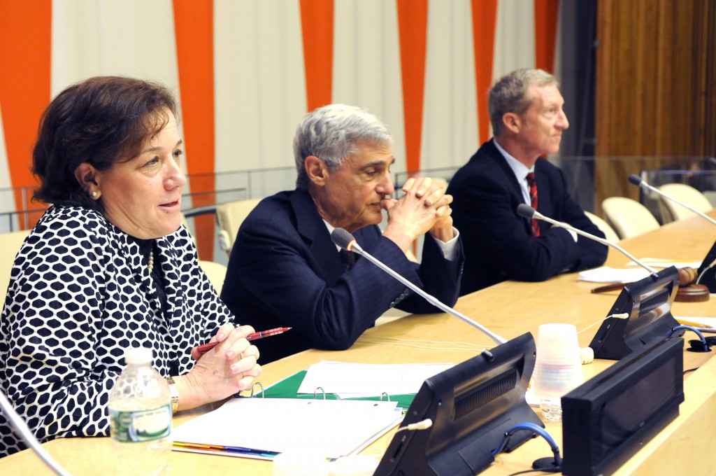 Ceres President Mindy Lubber with Robert Rubin and Tom Steyer at the Ceres' 2014 Investor Summit on Climate Risk at the UN in New York. Photo courtesy of Ceres.