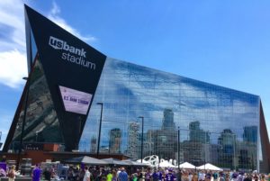 West view of U.S. Bank Stadium, home of the Minnesota Vikings. Image from wikipedia.org.