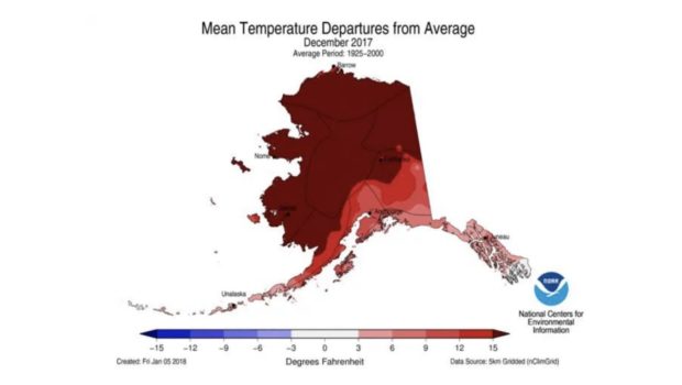 Above average temperatures in Alaska