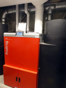 One of the two state-of-the-art, computerized, internet-connected, clean-burning pellet boilers at VAC&T. Photo Greg Whitchurch.