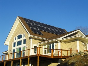 A residential rooftop solar array.