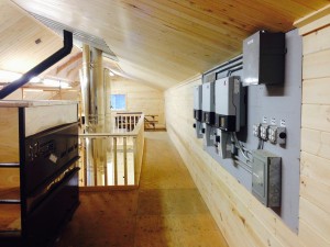 Inverters and electronics inside of the new sugaring building at Silloway Maple