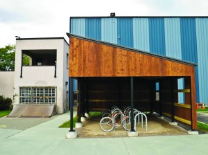 "The Wheelhouse" is a secure bike shelter with 15 loaner bikes for anyone to use around town. 