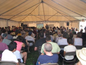 A crowded workshop at solarfest 2013